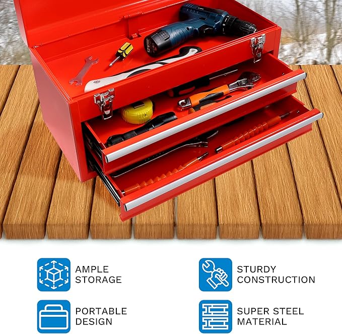 Mini Toolbox, Tool Box Organizer with Steel, Cantilever for Workshop, Garage, Warehouse