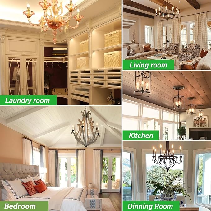 VOLIVO 24 Pack Chandelier LED Bulbs,B11 Candelabra 4.5W, 60 Watt Equivalent, 2700K Clear Glass Filament, E12 Standard Base,Soft White,Classic Edison Fan (Non-dimmable)