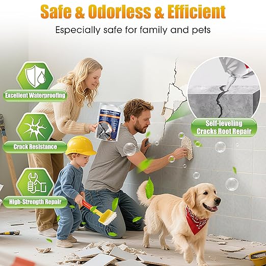 Concrete Crack Filler, 2 PCS Self Leveling Cement Crack Sealant, Quick-Drying Sealing Adhesive Repair Sealer for Driveways, Sidewalks, Patios, Waterproof Outdoor Joint Caulking Glue, Gray