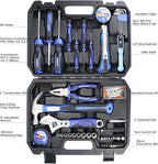 Auto Repair Tool Set 128-piece Mechanic Hand Tool Kit with Storage Box, Nail, Pliers,Screwdriver, Hammer, Drive Socket, Wrench for Homeowner, DIY, Handyman