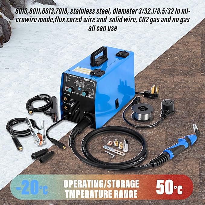 S7 MIG Welder, 200Amp 4 in 1 Gas MIG/Gasless Flux Core MIG/Stick/Lift TIG Multi Process Welding Machine