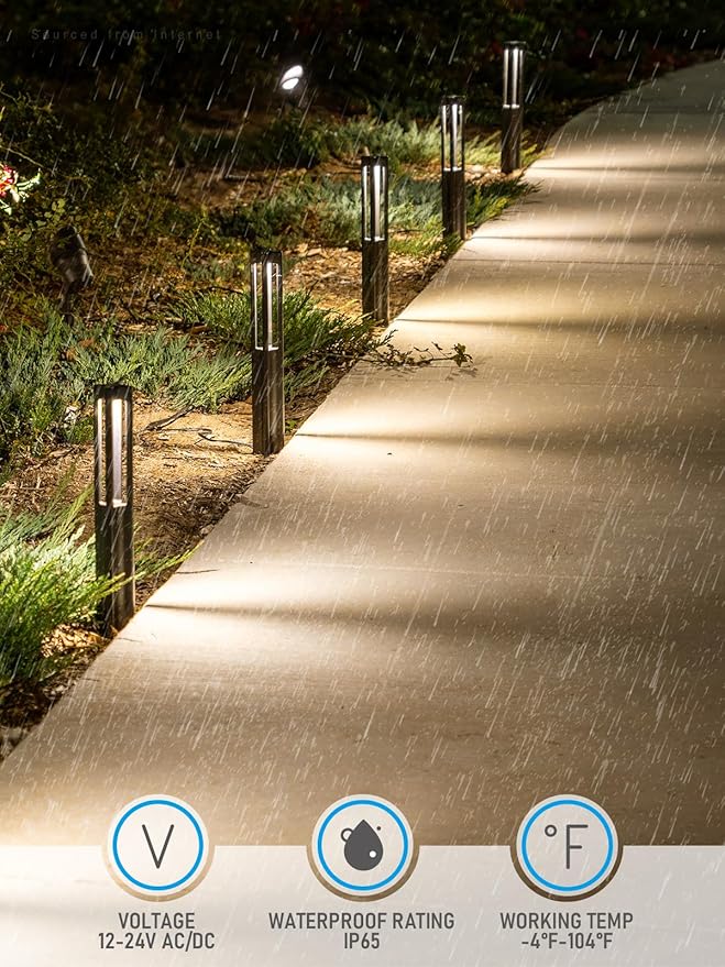 LEONLITE Low Voltage Path Lights, 3W LED Landscape Pathway Lights, Outdoor Landscape Lighting for Driveway, Garden, Aluminum, 12-24V AC/DC, ETL, IP65 Waterproof, 3000K Warm White, Black, Pack of 6