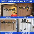 Garage Tool Organizer Wall Mount, 48inch Heavy Duty Garden Tool organizer Storage System, Easy Install With 6 Adjustable Bilayer Hooks, For Garage, Basement, Shed, Workshop(Black)