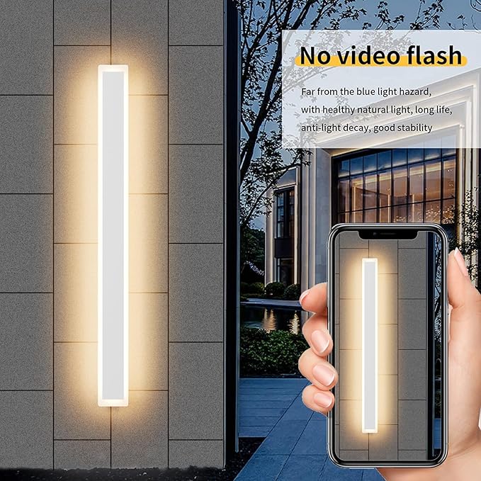 Aipsun 2 Pack Outdoor Wall Lights, LED Exterior Light Fixtures Wall Mount, Modern Porch Lights Wall Sconce, Long LED Linear Outside Lighting for Garage, Front Door 3000K