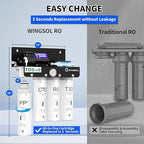 WINGSOL Reverse Osmosis Water Filter, 0 TDS UV Space-Saving Tankless RO System, 10-Layer Filtration Under Sink, NSF/ANSI 42&53&58 Certified, Easy-Change Filter, Plug-in Required