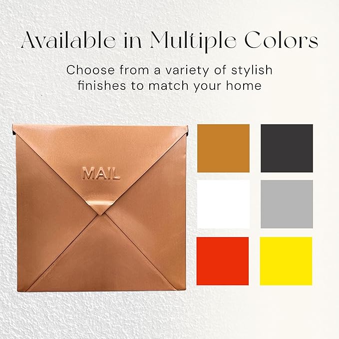 NACH Chicago Copper Extra Large Mailbox, Rust Resistant Large Mailboxes for Outside Wall Mount, Large Metal Mailbox, Wall Mount Mailbox, Extra Large Capacity Mailbox, 12 x 12 x 4.8 inches, MB-6301CP