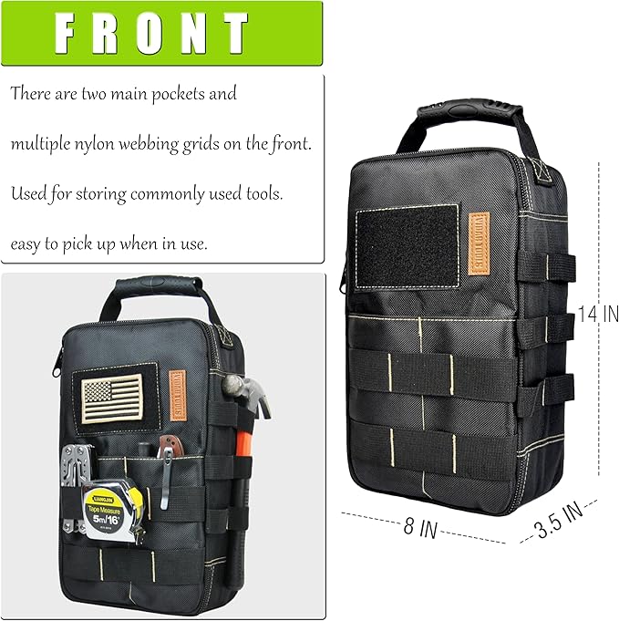 Small Tool Bag/pouch Organizer,Meter/EDC/Compact Tool Bag.Heavy Oxford cloth and large zipper,Suitable for various small tools.