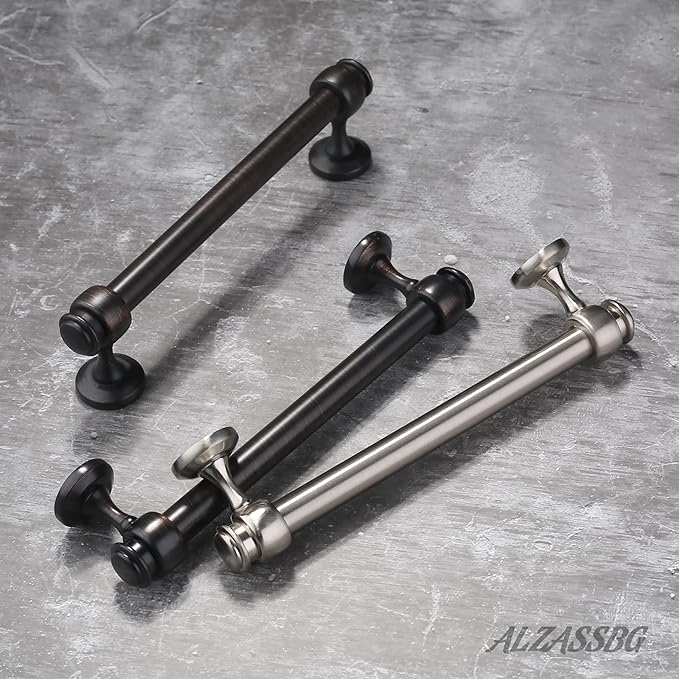 Alzassbg 5 Pack Matt Black Cabinet Pulls, 10 Inch(254mm) Hole Centers Cabinet Handles Kitchen Hardware Straight Bar for Cabinets and Drawer AL3082MB