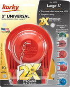 Korky 3070BP Large 3" 2X High Performance Universal Toilet Flapper, Red