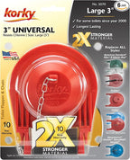 Korky 3070BP Large 3" 2X High Performance Universal Toilet Flapper, Red (Pack of 6)