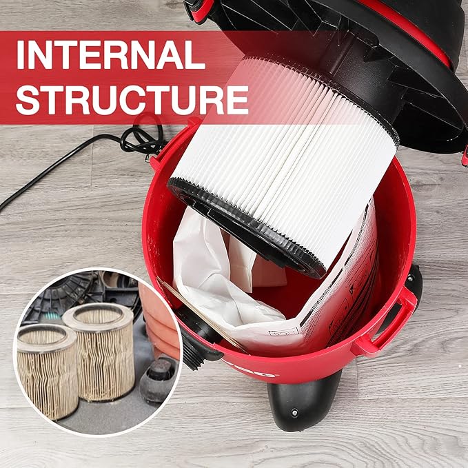 Shop-Vac High Performance 90304/90344 Cartridge Filter, Fits most 4-16 Gallon Shop-Vac Wet/Dry Vacuums, High Efficiency Nanofiber Filtration Paper, PET and Reusable, 1 Pack