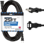 Iron Forge Cable 25 Ft Black Extension Cord, 16/2, 25 Foot Extension Cord with 2 Prong Polarized Plug, Weatherproof - Great for Outdoor & Indoor Use