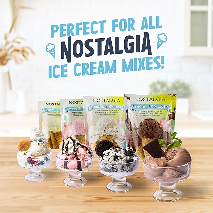 Nostalgia 2-Quart Electric Ice Cream Maker – Make Homemade Ice Cream, Gelato, Sorbet & Frozen Yogurt – No Salt/Ice Needed, Digital Controls, Mix-In Chute & Freezing Gel Canister – Stainless & White