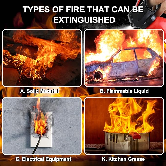 4 Pack Fire Extinguisher for Home with Mount - Upgraded 8-in-1 Portable Fire Extinguisher for Car Vehicle Boat House Kitchen, Water-Based Fire Extinguisher for A, B, C, K Fires