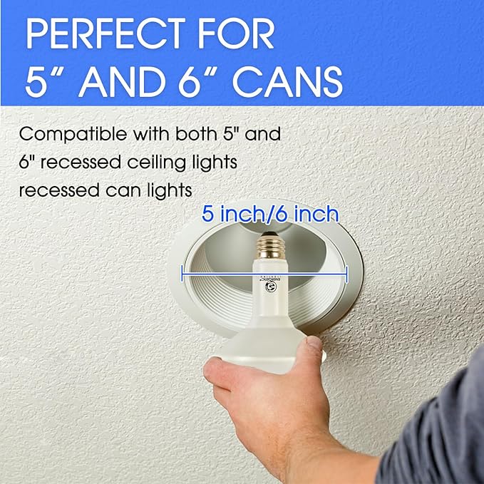 Energetic LED BR30 Flood Light Bulbs Indoor, Soft White 2700K, Dimmable, 65 Watts Recessed Light Bulbs for Cans, 650 Lumen, ETL Listed, 2 Pack