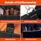 Tool Bag 14'', Thick Outer Pocket Tool Organizer Waterproof, Heavy Duty Tote with Shoulder Strap for Tool Storage, Black & Orange