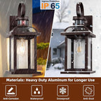 Motion Sensor Outdoor Lights Dusk to Dawn Bronze 2-Pack, 16 Inch Aluminum Anti-Rust Exterior Light Fixtures Large Front Door Porch Lights Brown Outdoor Sconces Wall Mounted House Lights