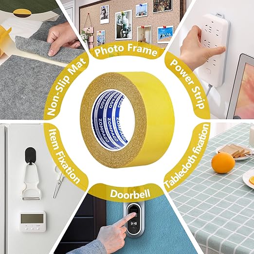 Heavy Duty Double Sided Mounting Tape, 1.18inx66FT, Clear Mesh Grip, Extra Strong Adhesive for Carpets, Wall Mounting, Picture Hanging and DIY Projects,Hand Tearable,Weatherproof