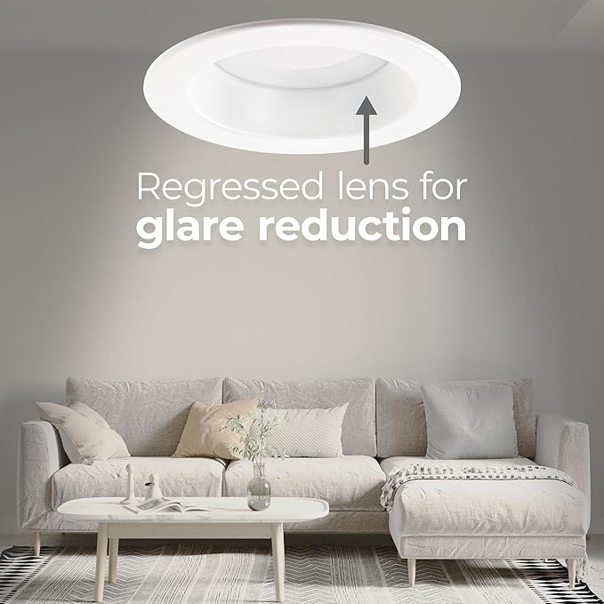 Builder Essential 3in 550 Lumens Round LED Recessed Light and Housing for Remodel or New Construction with Regressed Trim 3-Power Modes 4W-6W-8W, 5-CCT 2700-3000-3500-4000-5000K in White (Pack of 12)