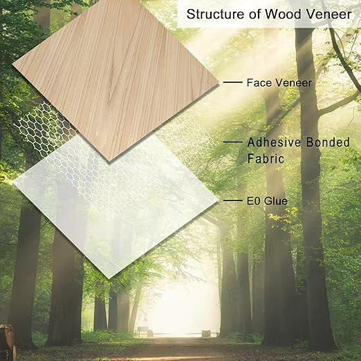 GSCIT Club 13 PCS Maple Wood Veneer, 12 inch x 12 inch Wood Edge Banding Pre-glued Flexible, Veneer Tape Banding for Cabinet Repair Furniture Restoration