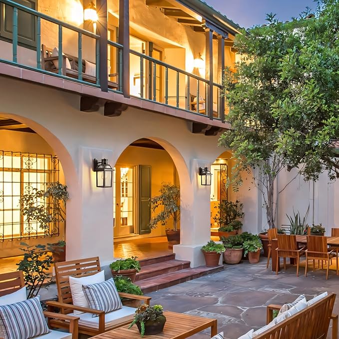 Motion Sensor Outdoor Wall Lights, Porch Light Outdoor 3 Lighting Modes, Dusk to Dawn Exterior Light Fixture, Waterproof, Outside Lights for House Front Door Patio Garage 1 Pack (Black)