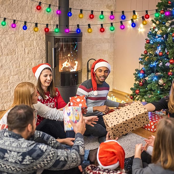 25 Pack G40 Multicolor Led Replacement Bulbs, E12/C7 Candelabra Base LED Shatterproof Globe Bulbs for Outdoor Christmas String Lights, 0.6W Energy-Saving Night Light Bulbs, 2700K Warm White