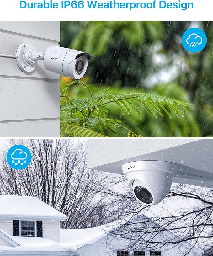 ZOSI Full 1080p 16 Channel Home Security Camera System with AI Human Vehicle Detect, 8 x 1080p Weatherproof CCTV Bullet Dome Camera Outdoor, H.265+ 16CH DVR with 2TB HDD, Night Vision, Alert Push