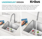 KRAUS Standard PRO 23-Inch 16 Gauge Undermount Single Bowl Stainless Steel Kitchen Sink, KHU101-23