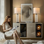 Oneach 27.75” Table Lamps Set of 2, Black Modern Bedside Lamp with LED Night Light, USB A+C, Glass Lamps for Living Room, Bedroom, Nightstand, Office, End Table (2 Bulbs Included)