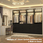 Closet System Set of 4, 8FT Closet Systems with 12 Wood Drawers, 96" Closet Organizer System with 4 Hanging Rods & 4 Shelves, Heavy Duty 96 Inch Walk-in Closet, Black (96"L x 15" W x 80" H)