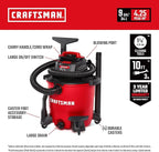 CRAFTSMAN CMXEVBE17590 9 Gallon 4.25 Peak HP Wet/Dry Shop Vac, Portable Shop Vacuum Wet and Dry with Filter, Dust Bag, Hose and Attachments for Home, Garage and Automotive Cleaning