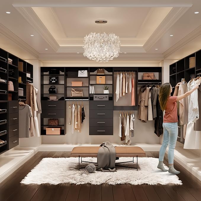 ROOMTEC 22.5" Tall Hanging Closet Unit, Modular Closet System with Hanging Rod, Wardrobe Organizer for Bedroom or Walk-in Closet, Wall Mounted, Customizable Clothes Storage Unit, Black