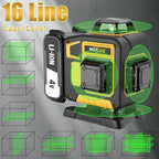16 Laser Level with 1M Tripod, 4x360° Laser Line, Green Cross Line Laser with Tripod Self-Leveling, Lazer Leveler Tool for Picture Hanging laserpower<1mW, 2 Batteries
