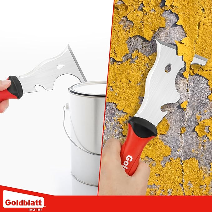 Goldblatt 9-in-1 Paint Scraper Tool, Heavy Duty Stainless Steel Putty Knife Scraper with Metal Hammer End, Multi-Use Painters Tool for Wood, Painting, Drywall