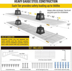 4-Pack 1.64x4ft Adjustable Garage Wall Shelving 1120lbs Load Capacity Heavy Duty Wall Mounted Storage Shelf Metal Floating Shelves for Garage(White)