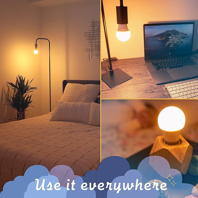 Amber Light Bulbs for Sleep I 1800K Warm Light Bulbs for Bedside Lamp I 3.5W E26 Led Bulb (60W Equiv) Orange Led Lights for Bedroom Soft Warm Lighting I Dim Night Light for Kids Room Warm Light Lamp