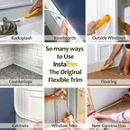 InstaTrim The Original Flexible Trim - 50ft White 3/4" Wide Caulk Tape - Adhesive Trim with Many Uses Including Caulking for Bathtubs, Sinks, Counters, Tile, Floors - Made in USA