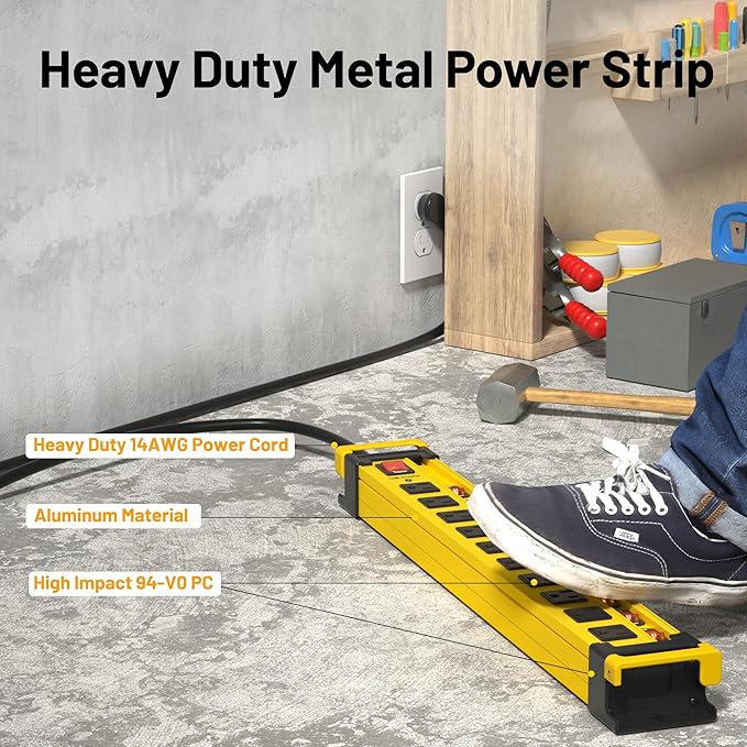 Plug'n 10 Outlet 3300J Surge Protector Power Strip with Individual Switches,Heavy Duty Power Strip with Cord Manager,9FT/14AWG/15AMP/1875W Power Cord,2 Packs