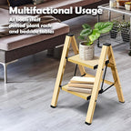 Taranta 2 Step Ladder,Aluminum Lightweight Folding 2 Step Stool with Anti-Slip Wide Pedal,330lbs Capacity Step Ladder for Household,Kitchen,Office - Gold