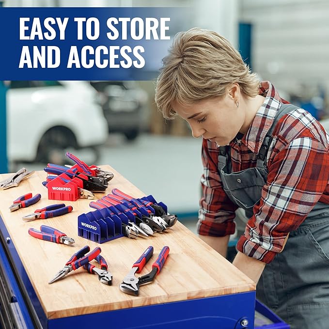 WORKPRO 2-Pack Plier Organizer Rack, Pliers Holder and Cutter Organizers with Non-Slip Rubber Base, 20-Slot Tool Box Organizer, Tool Drawer Organizer, Tool Storage, Plier Rack (Pliers Not Included)