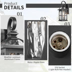 Darkaway Outdoor Wall Light Exterior Light Fixture with Water Ripple Glass, Aluminum Outside Lights Sconces Exterior Lighting for House Porch Patio Doorway Garage