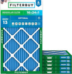Filterbuy 16x24x1 Air Filter MERV 13 (MPR 1900) Health Defense Replacement (6-Pack), Electrostatic Pleated HVAC AC Furnace Filters, Made in USA (Actual Size: 15.38 x 23.38 x 0.75)