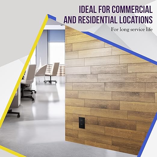 ENERLITES 40 Pack Matte Black Decorator Receptacle with Screwless Wall Plate, Standard Electrical Wall Outlet, 15A 125V, Self-Grounding, 2-Pole, 3-Wire, UL Listed, 61502-TR-MBKSID, Tamper Resistant