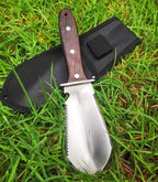 Hori Hori Garden Knife, Garden Tools with Sheath for Weeding,Planting,Digging, Stainless Steel Blade with Cutting Edge, Full-Tang Wood Handle with Hanging Hole