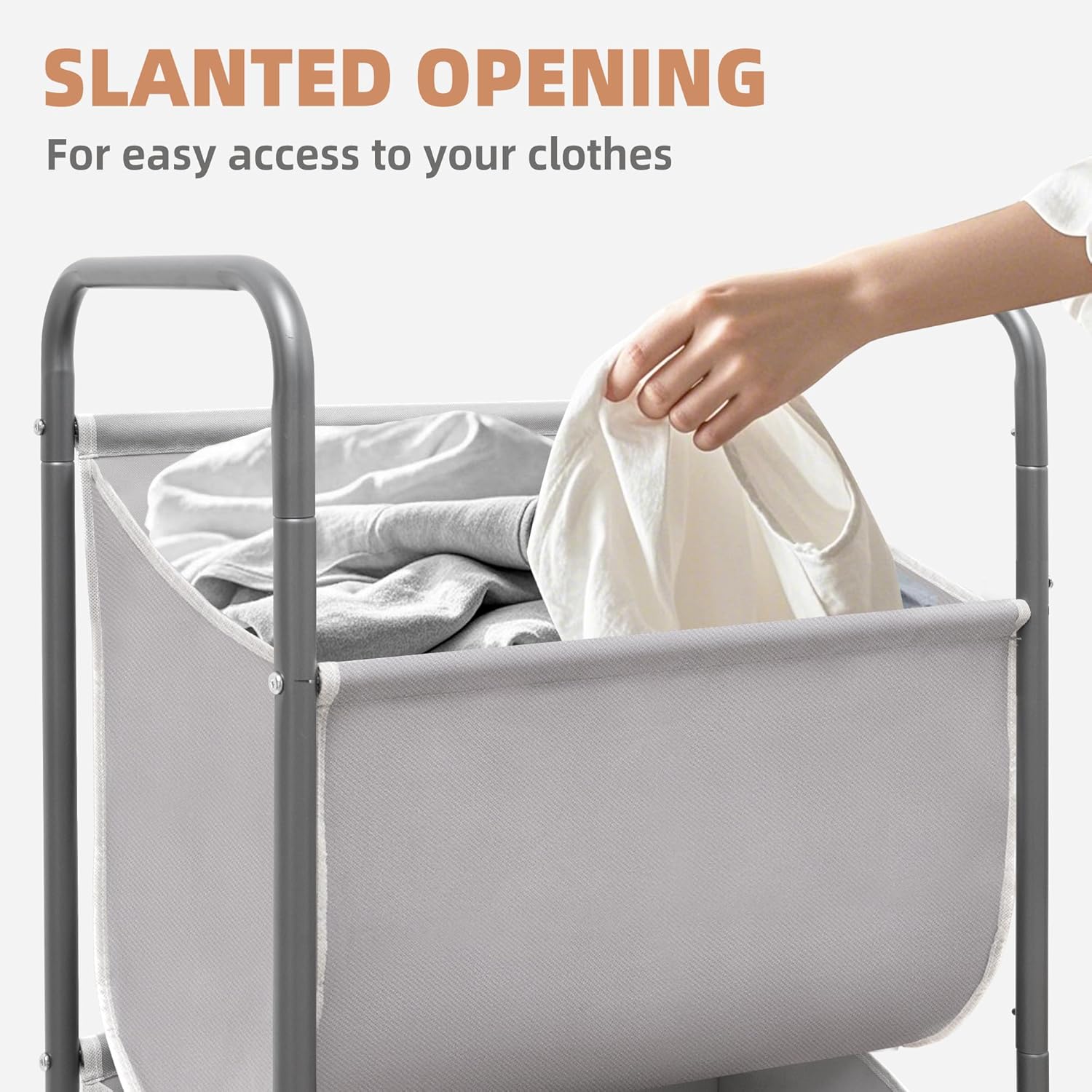 STORAGE MANIAC 120 Liters Vertical Rolling Laundry Hamper, 3 Section Laundry Sorter with Wheels and 2 Breaks, 3-tier Laundry Baskets for Small Space, Dorm, Laundry Room, Closet, Bathroom, Gray 3-tier