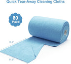 Greenfound Microfiber Cleaning Cloth Roll -80 Pack, 11.5x11.5, Tear Away Towels, Reusable and Washable Rags, Blue