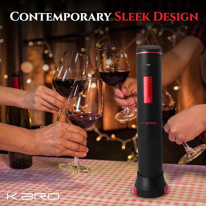 Rechargeable Electric Wine Opener | Electric Corkscrew Wine Bottle Opener With Foil Cutter | Gift for Wine Lovers (Black)