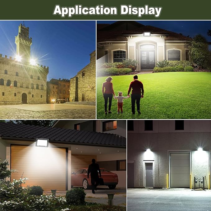 2 Pack 100W LED Flood Light Outdoor,10000LM Work Spotlight with US Plug,6000K Daylight White,IP66 Waterproof Exterior Security Floodlights for Yard,Garden,Backyard,Patio,Stadium,Parking Lot