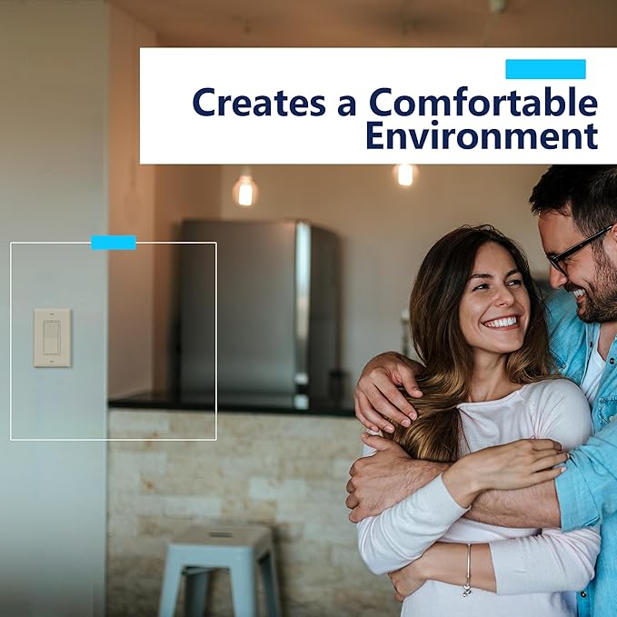 LIDER Dimmer Paddle Switch for Dimmable 300W LED/CFL Lights, 1-Pole or 3-Way, 120 V, Modern Upgrade, UL Listed, Wall Plate Included, Light Almond