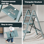 Taranta 3 Step Ladder,Aluminum Lightweight Folding 3 Step Stool with Anti-Slip Wide Pedal,330lbs Capacity Step Ladder for Household,Kitchen,Office - Serene Blue